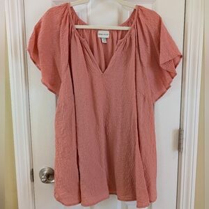 Ava & Viv Women's Coral Textured Blouse